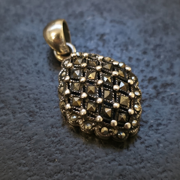 Jewelry - Vintage Art Deco Style Marcasite Sterling Silver Pendant